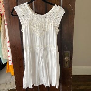 American Eagle White Embroidered Flowy Sundress